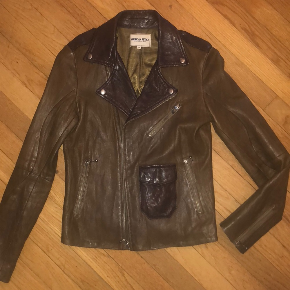 American Retro Two Tone Leather Biker Sz 36/ US4
